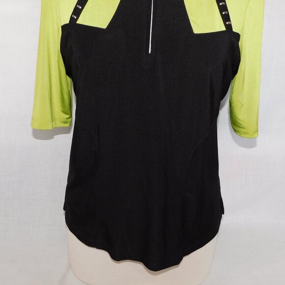 Jamie Sadock Womens M Black Green 1//4 zip mock neck studded Golf Polo Shirt - Picture 4 of 9